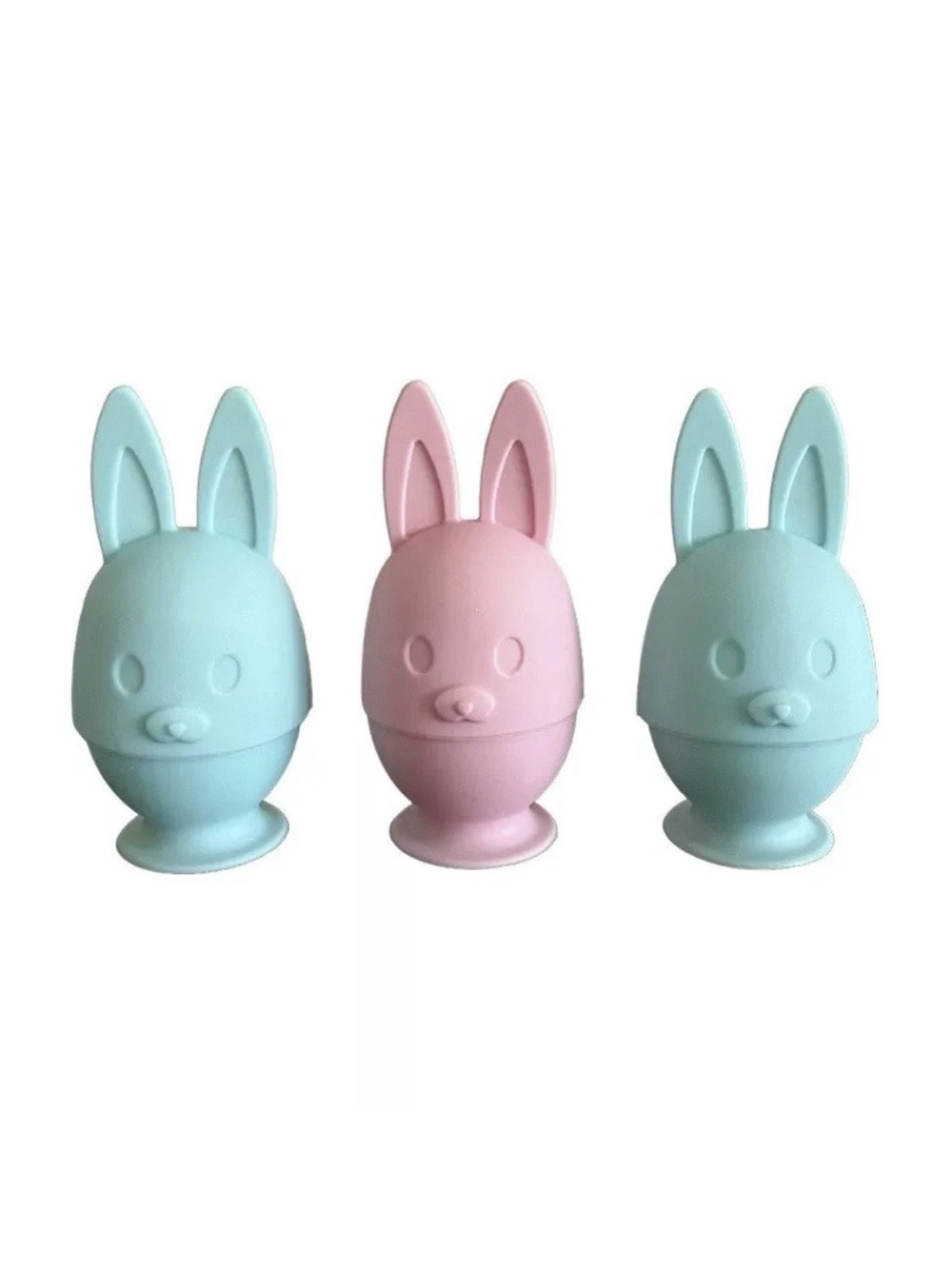 Ernesto Bunny Egg Cups Pink Blue Silicone Set Of 3